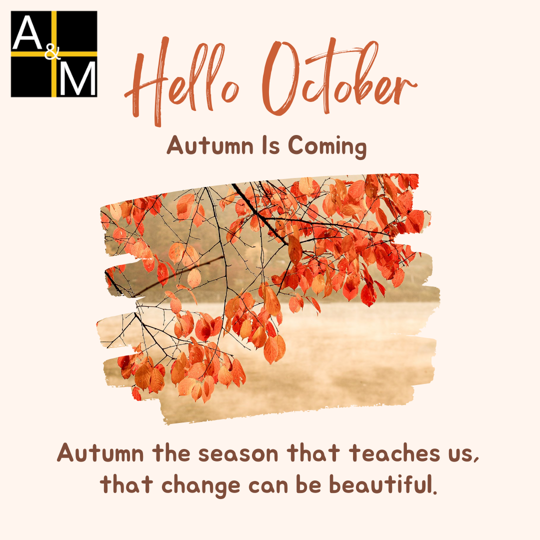Orange Hello October Autumn Season Instagram Post